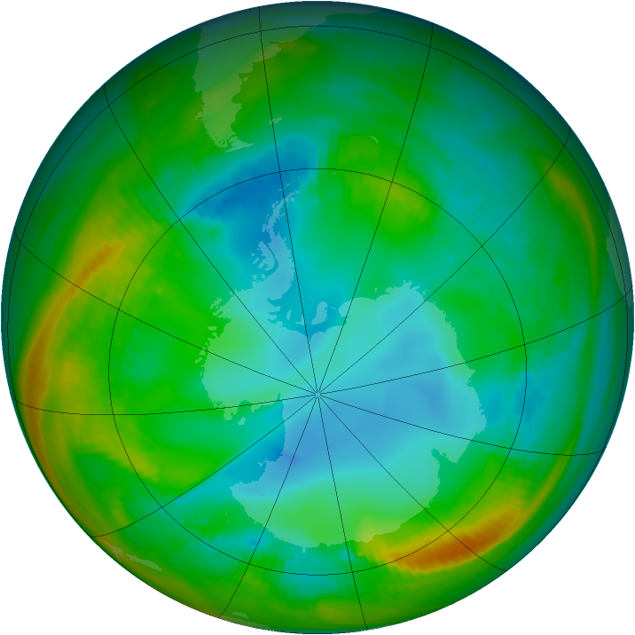 Antarctic ozone map for 24 July 1989